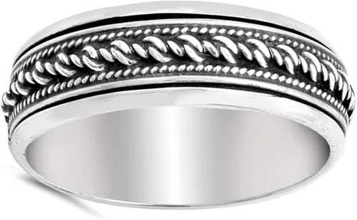 Vista 2 de Bali - Anillo de boda de plata de ley 925, tamaño 6-13