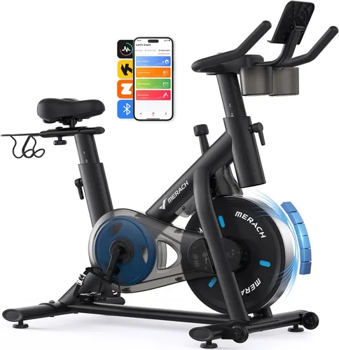 Vista 16 de MERACH Exercise Bike, Magnetic Friction Stationary Bike for Home with APP