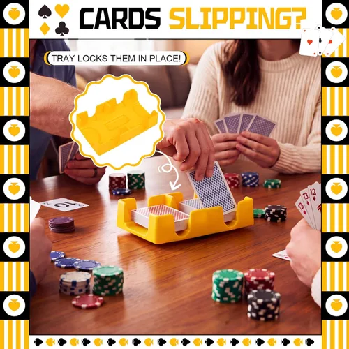 Vista 4 de Tarjetero para jugar a las cartas, giratorio 360, 2 cubiertas Amarillo