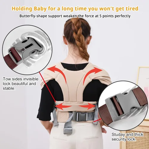 Vista 5 de CUBY Fular portabebés, portabebés para recién nacidos y niños pequeños, agradable a la piel y suave frontal, regalo perfecto para bebés