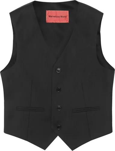 Vista 5 de Marvelous World - Conjunto de traje formal de corte entallado para niños, cintura ajustable