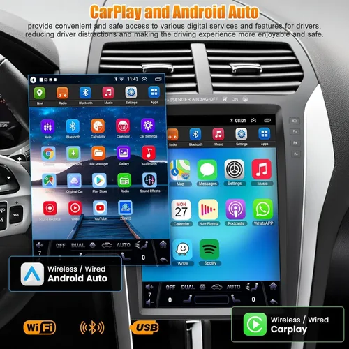Vista 3 de para Ford Explorer 2011-2019 Radio de Coche Android 15 2+64 8 núcleos, Radio de Coche con Pantalla Táctil IPS de 12.1" Integrado GPS Inalámbrico