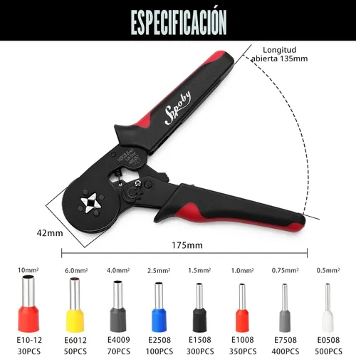 Vista 4 de Kit de herramientas de crimpado de virola - Sopoby Alicate de crimpado de virola (AWG 28-7) con kit de 1800 piezas de virolas de alambre Terminales