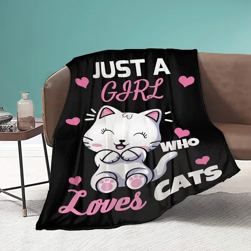 Vista 15 de Manta personalizada con texto en inglés «Just Girl Loves Cats», añade tu propio nombre, mantas de franela personalizadas para niños, perros y gatos