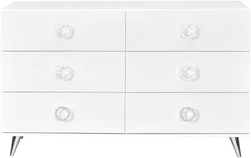 Vista 3 de Acme Cómoda de madera Perse con 6 cajones en color blanco