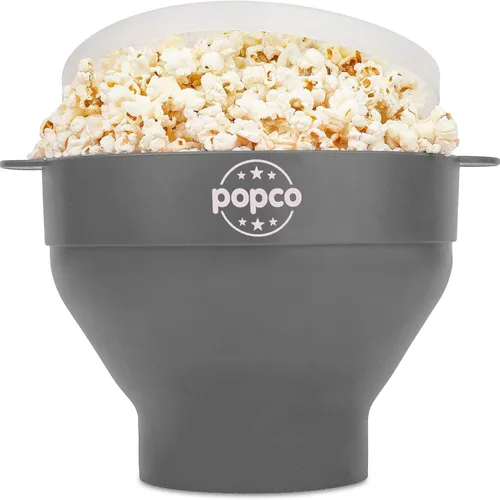 Vista 14 de POPCO Palomitas de maíz de silicona para microondas con asas, para hacer palomitas de maíz, para microondas, cuenco plegable, apto
