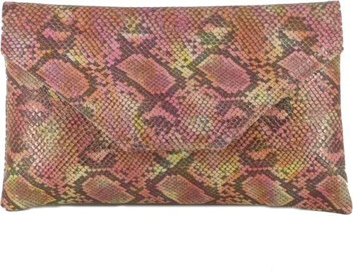 Vista 4 de LONI Bolso de embrague de piel de serpiente falsa con estilo grande para mujer