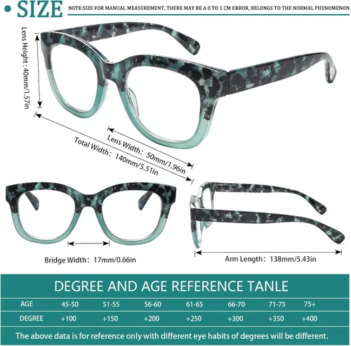 Vista 2 de Lentes de lectura progresivas con multienfoque estilo Oprah para mujeres, lectores de computadora con bloqueo de luz azul y bisagra de resorte
