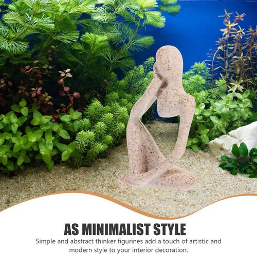 Vista 8 de Estatuilla de pensador de resina, escultura abstracta, estatua decorativa para el hogar, oficina, estantería y escritorio, arte estético único