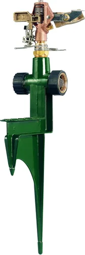 Vista 4 de Orbit rociador de agua con base puntiaguda de metal, paquete de 2 unidades., Verde