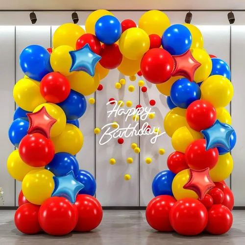 Vista 16 de Decoraciones de fiesta de regreso a clases, kit de arco de guirnalda de globos arcoíris con globos de aluminio de manzana para graduación, primer