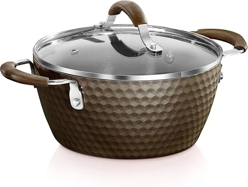 Vista 8 de NutriChef Olla de cocina antiadherente duradera, utensilios de cocina de alta calidad con tapas de vidrio templado transparentes, 2.1 cuartos