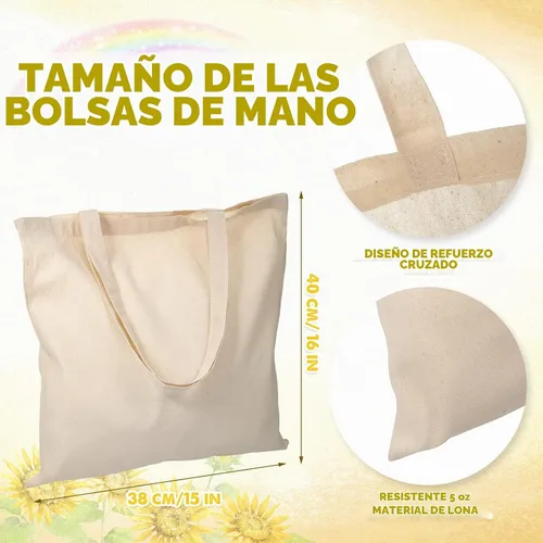 Vista 4 de 30 bolsas de lona en blanco a granel con hoja de PTFE, algodón natural