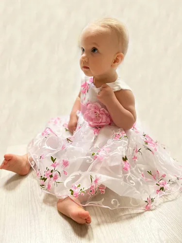 Vista 3 de LZH Vestido formal de encaje para bebé, vestido de novia para cumpleaños, desfiles, cumpleaños