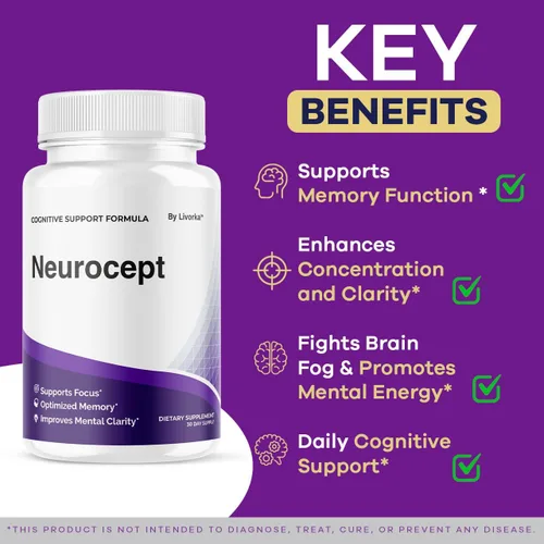 Vista 3 de Neurocept - Cápsulas de suplemento cerebral oficial Neuro cept Brain & Memory Focus Support Advanced Formula, Neurocept Pills apoyo diario