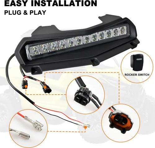 Vista 5 de SAUTVS Luz de capó para Yamaha RMAX 1000, luz LED para capó con lámparas estroboscópicas ámbar azul compatible con Yamaha Wolverine RMAX2 RMAX4 1000