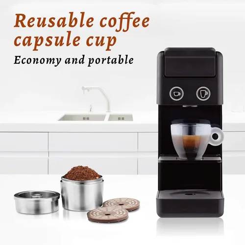 Vista 7 de Cápsula de café recargable reutilizable, cápsula de café de acero inoxidable, filtro de café concentrado italiano compatible con máquina de café