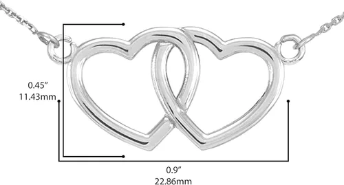 Vista 3 de Claddagh Gold Collar de plata de ley 925 con doble corazón abierto