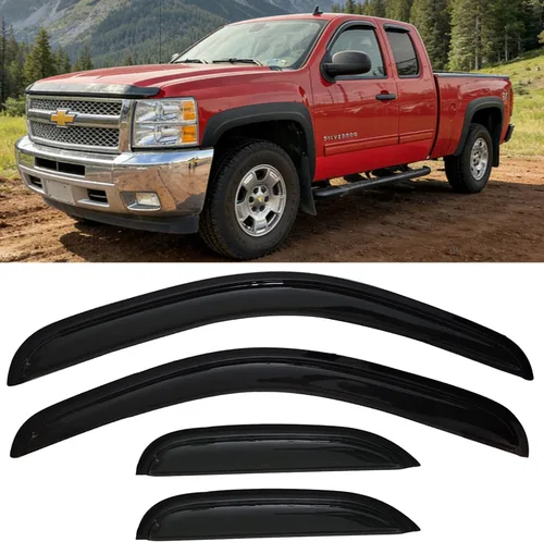 Vista 43 de Deflectores de ventana adhesivos para ventanas laterales y ventilación con viseras para 2015-2018 Chevy Silverado y GMC Sierra 1500 2500HD 3500HD