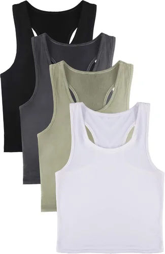 Vista 4 de Boao 4 camisetas básicas sin mangas de espalda cruzada para mujer