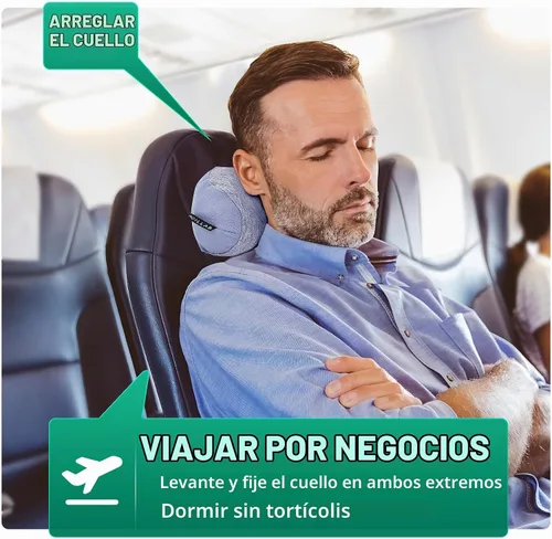 Vista 3 de Almohada de cuello de viaje pequeña Almohada de siesta de espuma viscoelástica 100% pura, almohada de viaje súper suave con soporte para el cuello