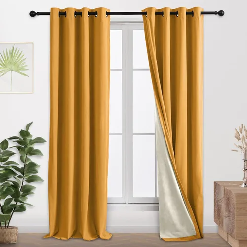 Vista 20 de Cortinas 100% opacas de terciopelo con forro de 63 pulgadas de largo, 2 paneles para sala de estar, aislamiento térmico, ahorro de energía