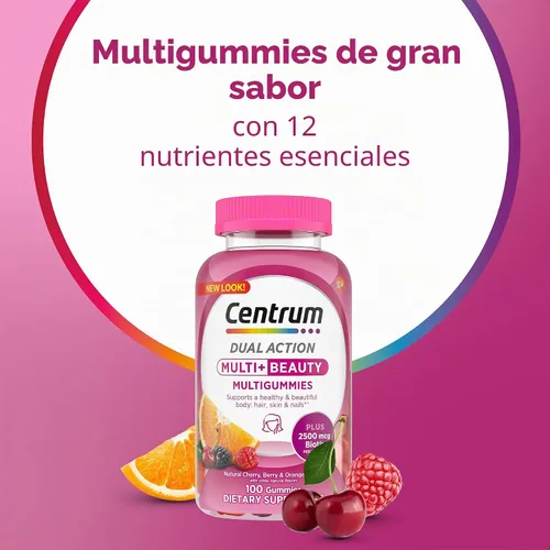 Vista 2 de Centrum MultiGummies, Multi + Beauty, 100