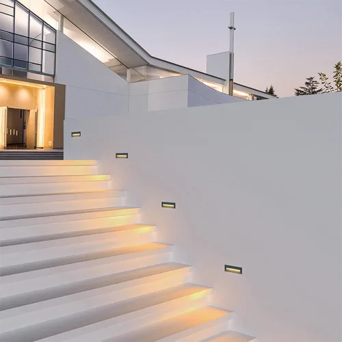 Vista 8 de Lámpara de pared moderna para escaleras, 6 W, con rejilla horizontal, placa frontal para interiores y exteriores, impermeable, color gris