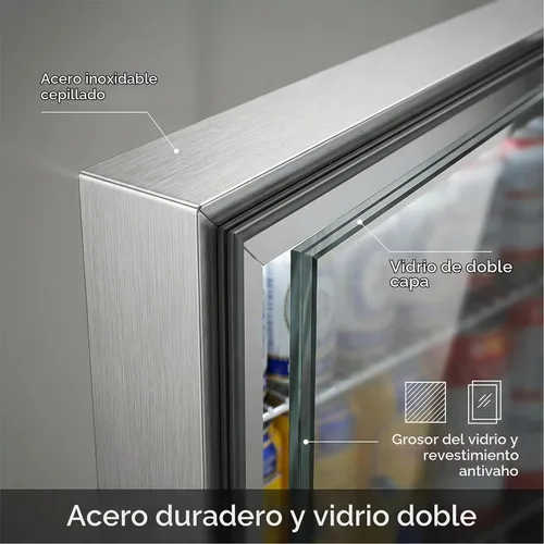 Vista 5 de BODEGA BODEGACOOLER - Enfriadora de barra trasera con 2 puertas de vidrio, refrigerador comercial de acero inoxidable de 7.4 pies cúbicos