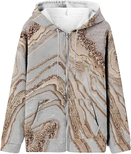 Vista 2 de ADJHDFH Sudadera casual de manga larga con cremallera para mujer, cuello redondo, sudadera con capucha Y2K
