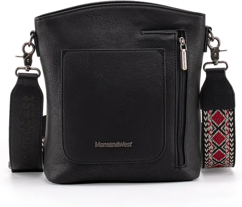 Vista 2 de Montana West Bolso cruzado grande con bolsillo con cremallera múltiple con correa de guitarra