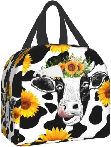 Vista 18 de Bolsa de almuerzo aislada Hmklpi con piñas, bolsillo frontal, reutilizable, con cierre de cremallera para hombres y mujeres