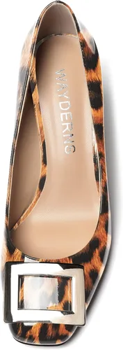 Vista 3 de WAYDERNS Zapatos de tacón alto con puntera cuadrada para mujer, de 3 pulgadas