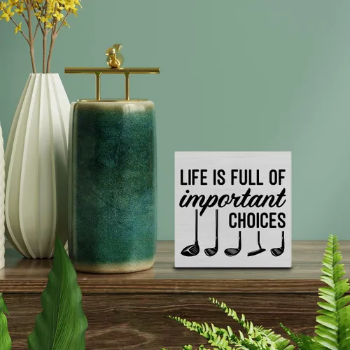 Vista 3 de Rustic Life is Full of Important Choices - Cartel de madera para decoración de escritorio, letrero de madera para el hogar, estante de mesa