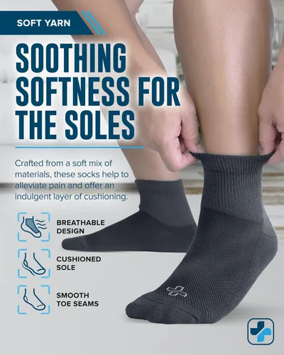 Vista 3 de Doctor's Select Diabetic Socks for Men - 4 Pairs Diabetic Ankle Socks for Men Non Binding Neuropathy Socks