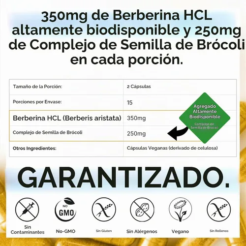 Vista 2 de Mara Labs BerbElite 350mg Berberina HCL & Complejo de semillas de brócoli