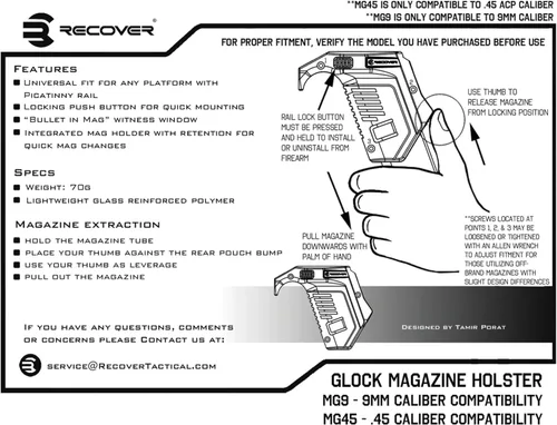 Vista 4 de Recover Tactical Funda para cargador de Glock para calibres 9mm / 45ACP