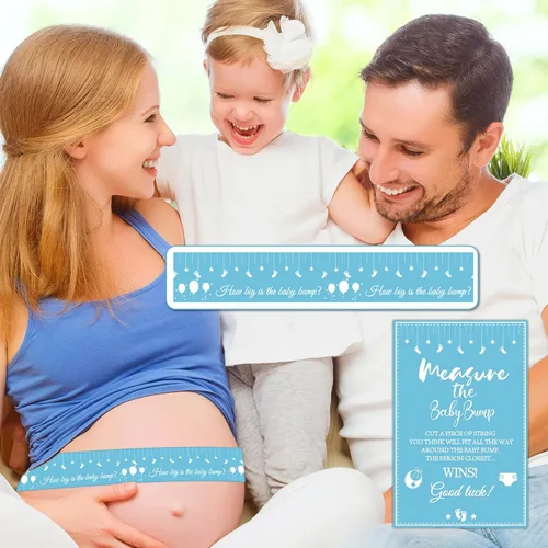 Vista 6 de Juegos de baby shower, cinta métrica para medir el vientre de 150 pies, cinta métrica para el vientre de mamá, cinta métrica de vientre para Azul