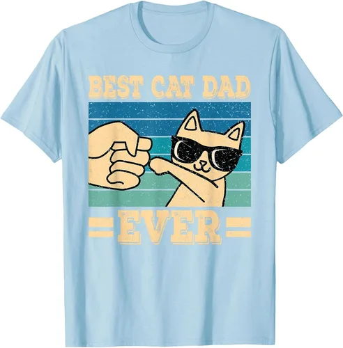Vista 11 de Best Cat Dad Ever Vintage Funny Cat Lover Retro Men T-Shirt Asphalt Grey