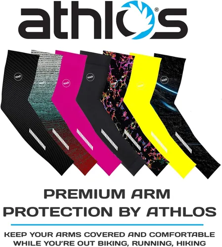 Vista 2 de athlos - Calentadores de brazos para ciclismo, correr y protección solar - Para hombres y mujeres