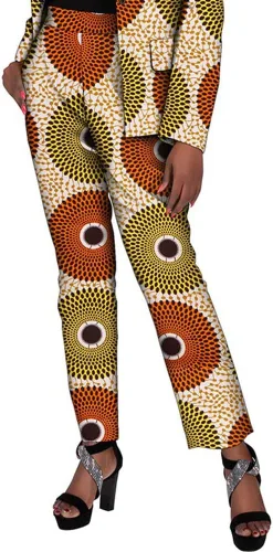 Vista 6 de Conjunto de traje de chaqueta y pantalón con estampado africano para mujer