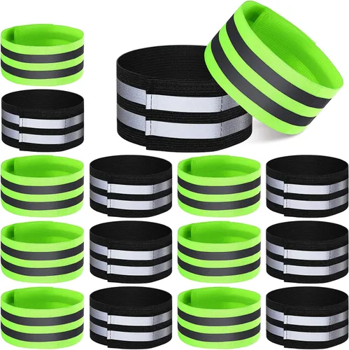 Vista 9 de 16 piezas de bandas reflectantes, bandas reflectoras para muñeca, brazo, tobillo, pierna, cintas de seguridad de equipo reflectante de alta