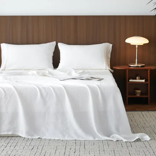 Vista 21 de Simple&Opulence Juego de sábanas de 100 % lino tamaño Twin, 3 piezas de lino francés natural, juego de ropa de cama transpirable, suave y duradero