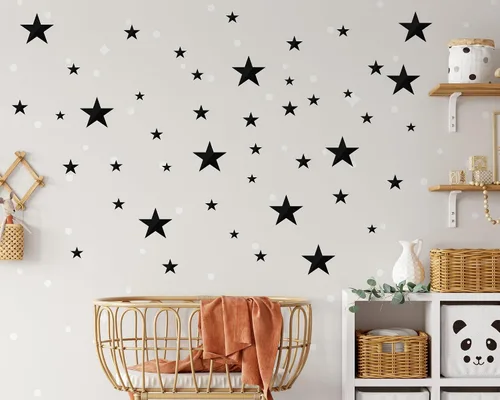 Vista 6 de Shappy 32 calcomanías de pared de espejo de estrella para dormitorio, sala de estar, decoración de bricolaje, espejo acrílico extraíble, calcomanías