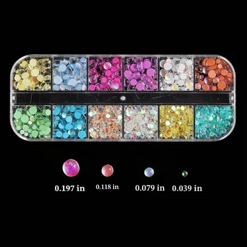 Vista 2 de Fcozpjk 3D Aurora Bubble Nail Beads Mezcla Cristal Sirena Cuentas para Uñas Cuentas de uñas Aurora