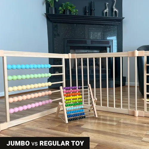 Vista 8 de Corralito de madera extragrande para niños pequeños y bebés - Diseño de juguete con tema Bajo el Mar - (8/10) Paneles de madera - Corralito plegable
