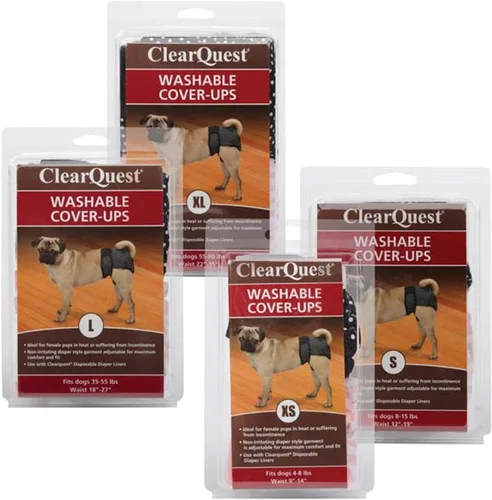 Vista 7 de ClearQuest Pañales para perros que protegen la humedad y las manchas, paquete de 2 Negro/Rosa