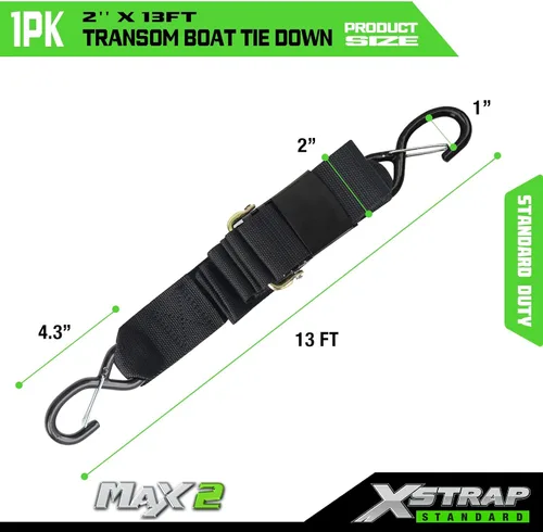 Vista 7 de XSTRAP STANDARD 1PK 5 cm x 3,3 m Correa de amarre para popa de barco, correa de remolque marino para barco con ganchos