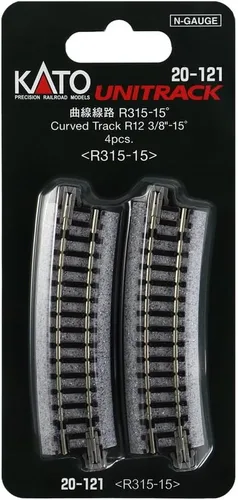 Vista 4 de Kato USA Model Train Products Unitrack, 12.402 in (12 3/8") Radius 15 grados Curve Track (4 piezas)