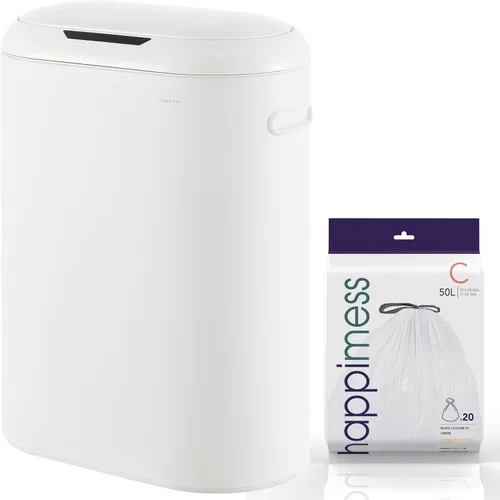 Vista 9 de happimess HPM1016B Robo Kitchen - Bote de basura delgado ovalado con sensor de movimiento sin contacto de 13.2 galones con modo táctil, resistente a